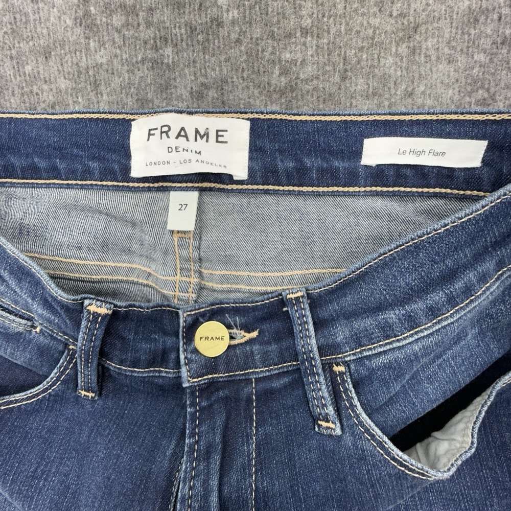 FRAME Le High Flare Jeans high rise flared fitted Blue Size 27 - Picture 2 of 9